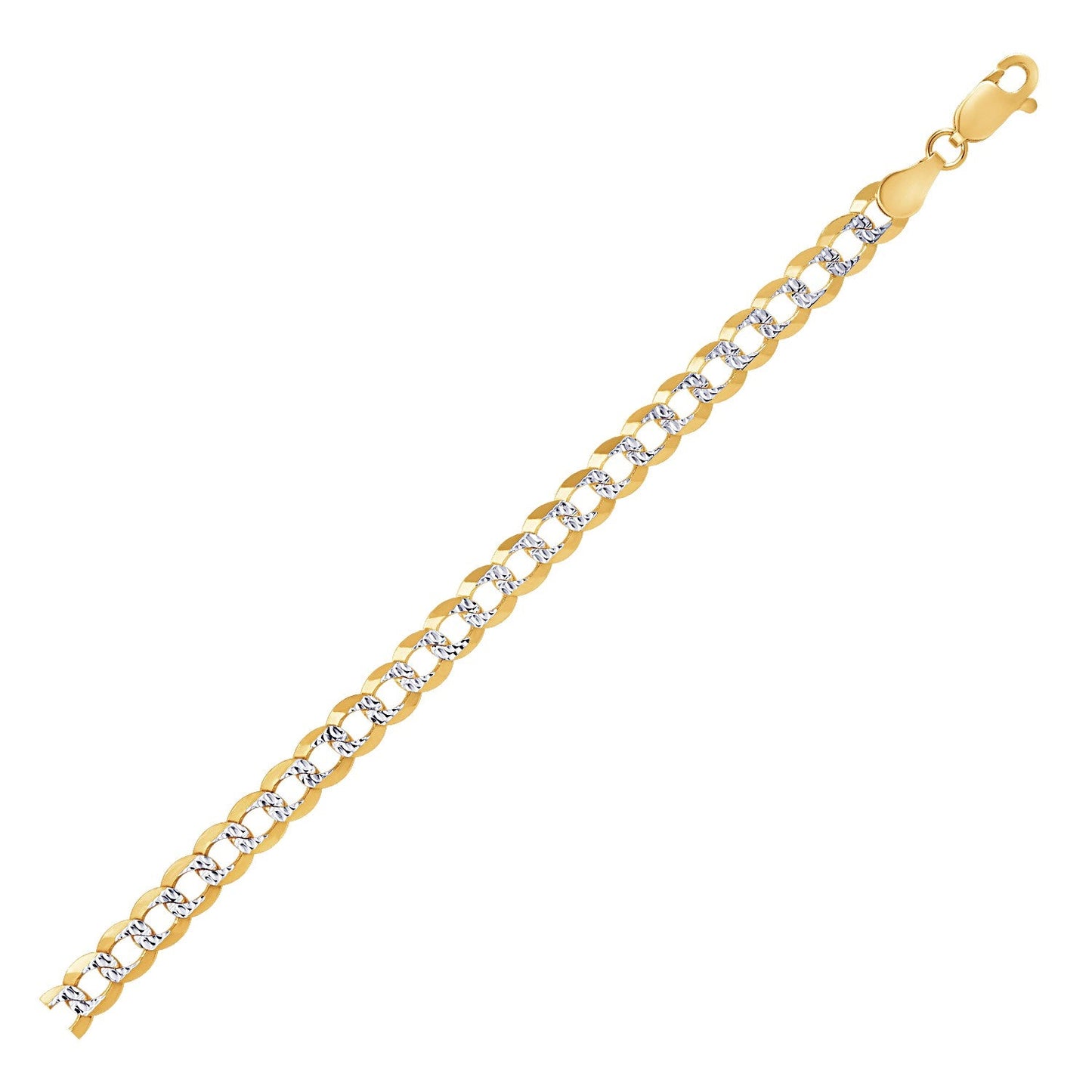 Cadena Curb Pave de Oro Bicolor de 14k - 5.7mm de Ancho
