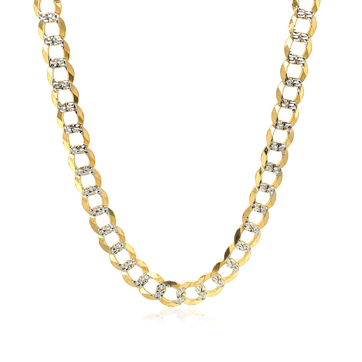 Cadena Curb Pave de Oro Bicolor de 14k - 5.7mm de Ancho