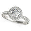 Bague de fiançailles en diamant pavé avec bord milgrain en or blanc 14 carats