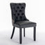 Tufted Solid Wood Contemporary PU and Velvet Upholstered Dining Chair with Wood Legs Nailhead Trim 2-Pcs Set Black+Gray - Korvel