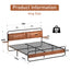 King Size Metal Bed Frame with Upholstered Headboard