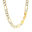 Cadena Figaro Pave Sólida de Oro Amarillo de 14K de 7.0mm