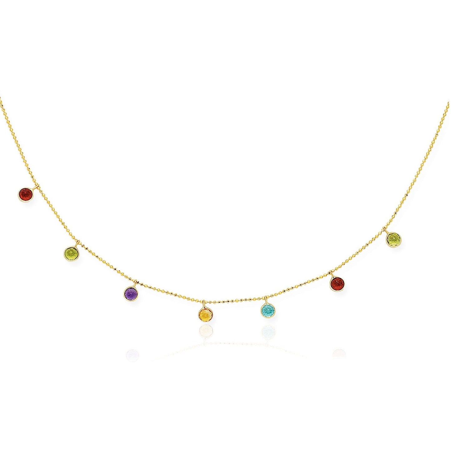14k Yellow Gold Cable Chain Necklace with Multi-Tone Charms