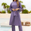 Cap, Drawstring Mock Neck Long Sleeve Top and Pants Swim Set - Korvel