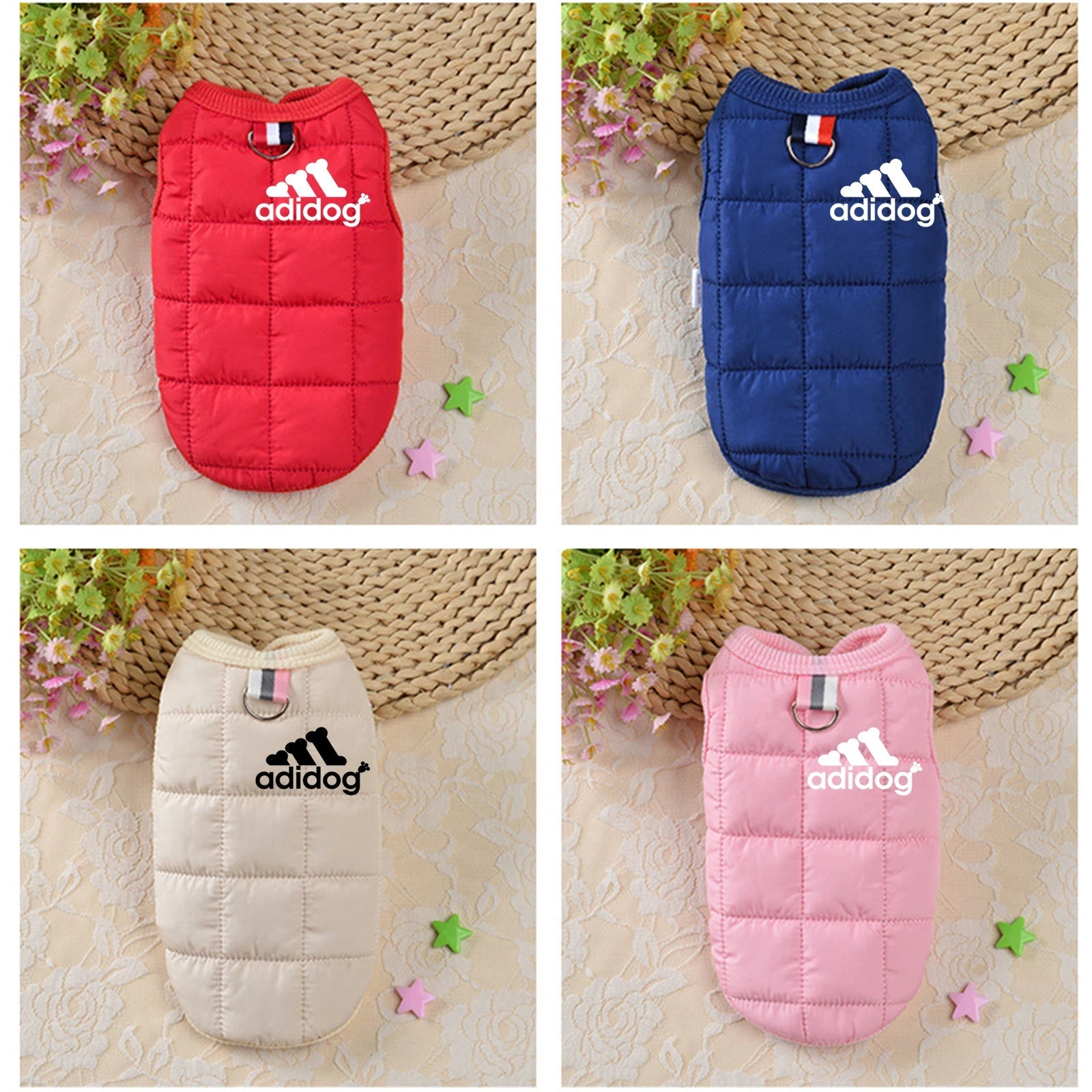 Pet clothing winter thickened dog clothes autumn and winter new cotton-padded jacket vest multi-color waterproof warm - Korvel