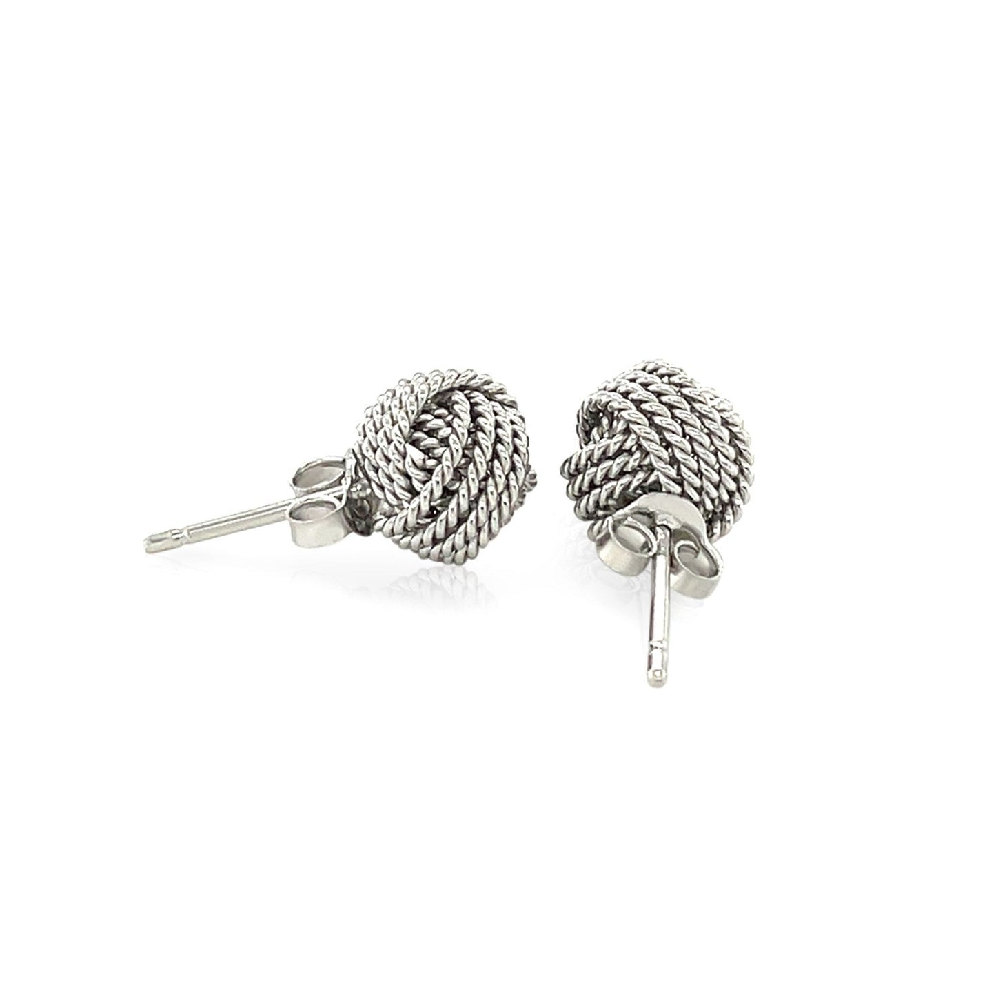 Sterling Silver Textured Love Knot Stud Earrings