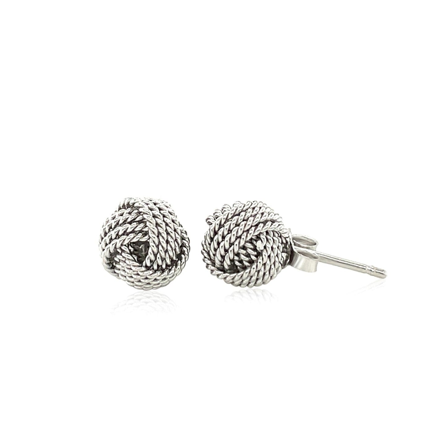 Sterling Silver Textured Love Knot Stud Earrings