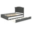Wood Queen Size Platform Bed with Twin Size Trundle and 2 Drawers  Antique Gray - Korvel