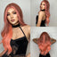 Long Curly Hair 24inch Women's Wig Set In The Middle Part Orange Pink - Korvel