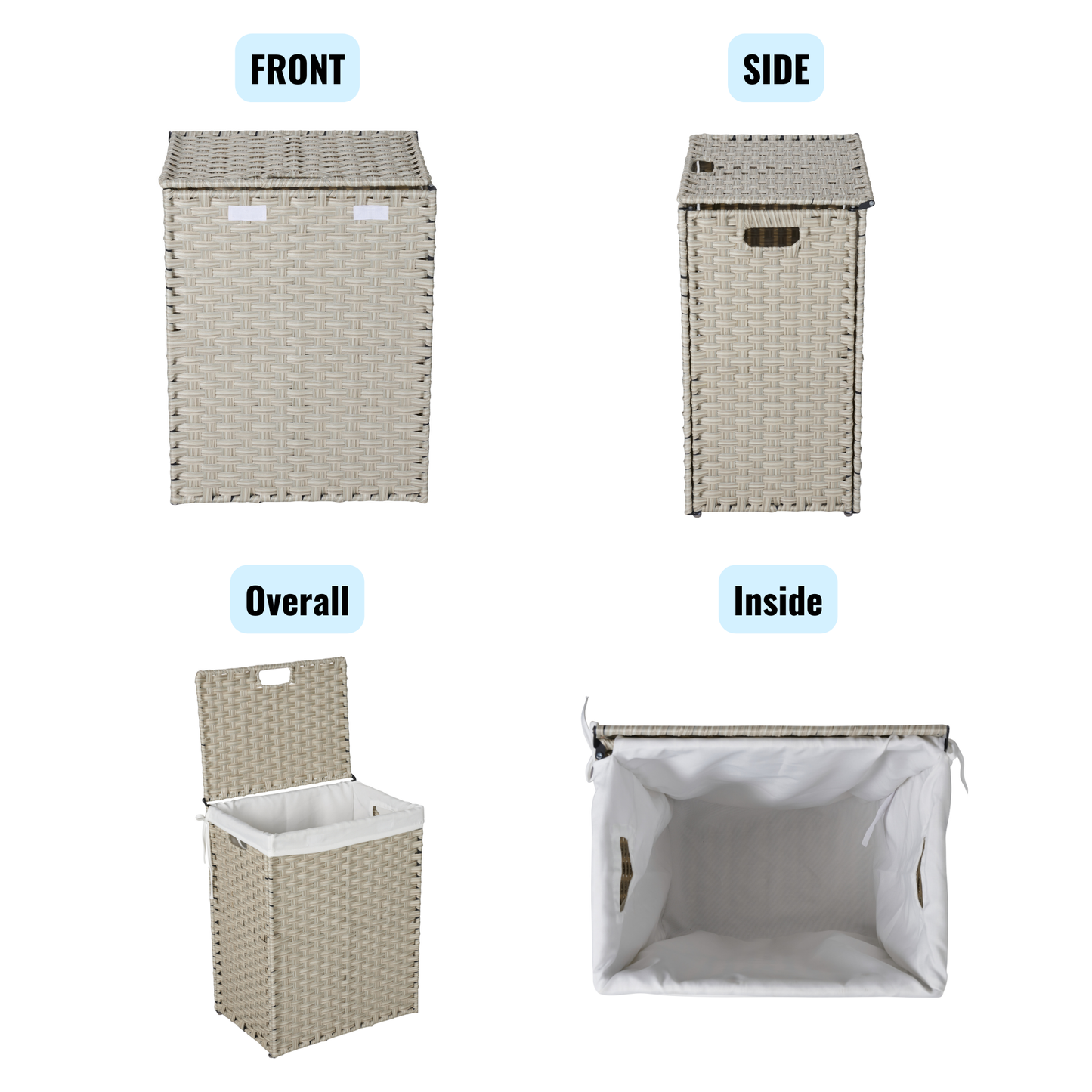Cesta de Ropa Gris Premium con Tapa y Bolsas Extraíbles