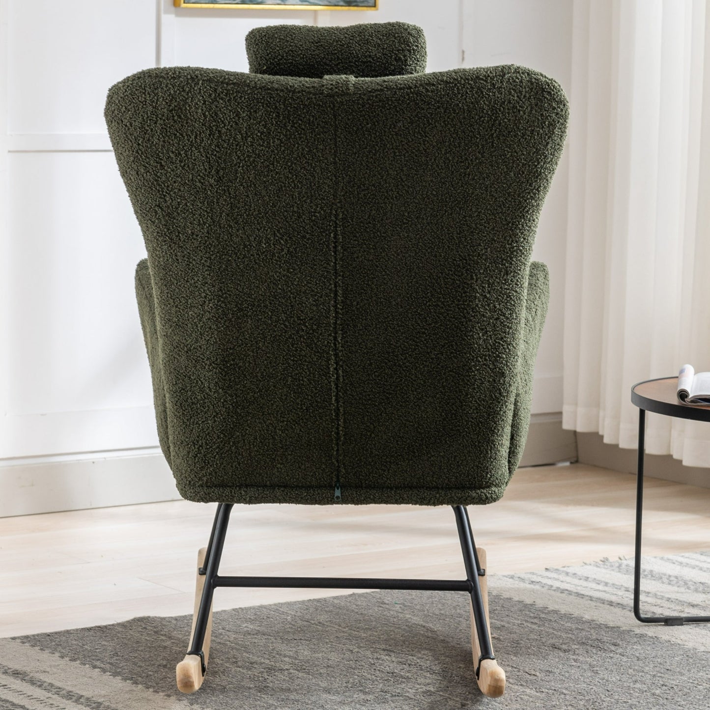 35.5-Inch Soft Teddy Fabric Rocking Chair with Pockets
