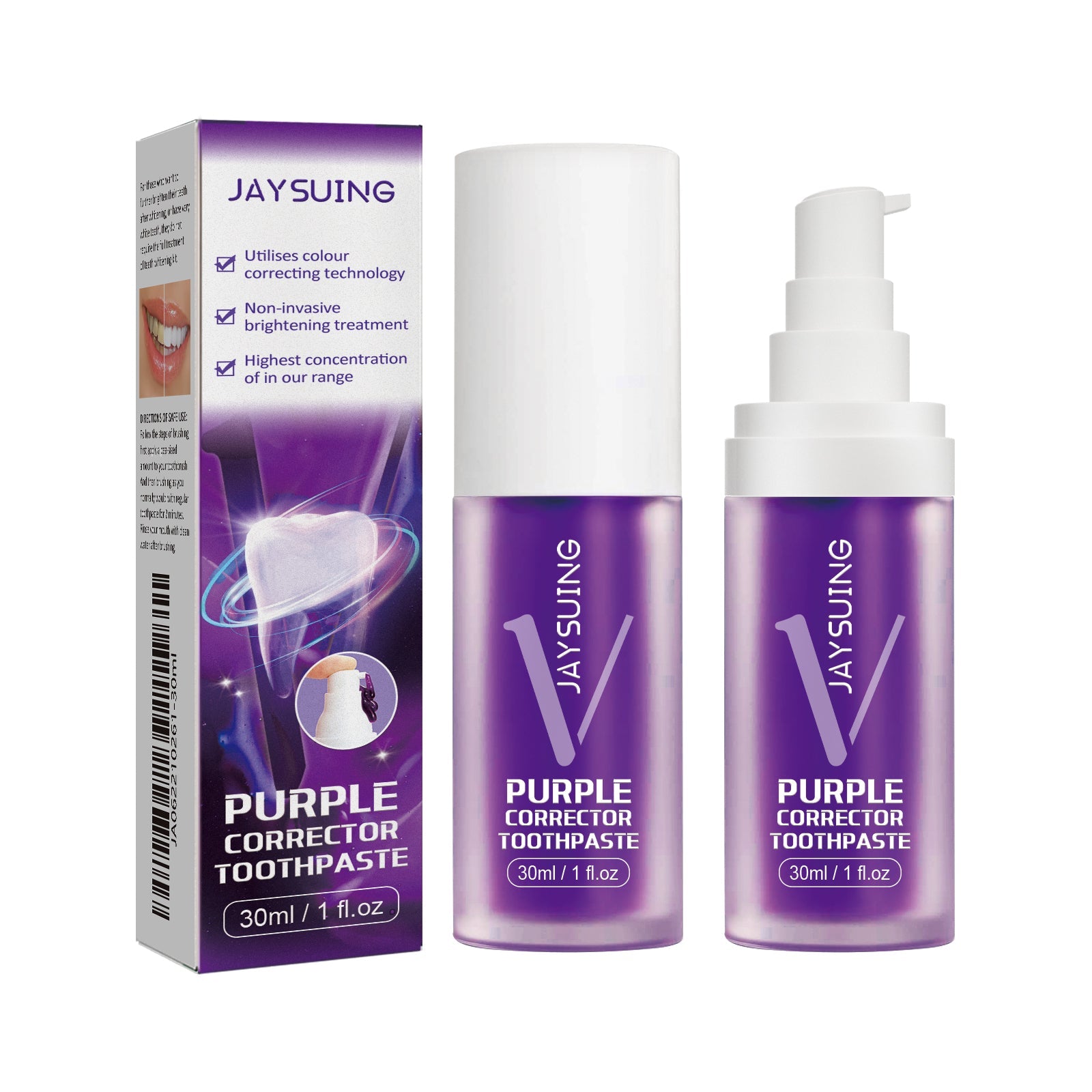 Purple Brightening White Toothpaste, Cleaning Stains Fresh Breath Brightening And Whitening Teeth Toothpaste - Korvel