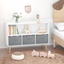 Kids bookcase with Collapsible Fabric Drawers Children's Book Display Toy Storage Cabinet Organizer White/Gray - Korvel