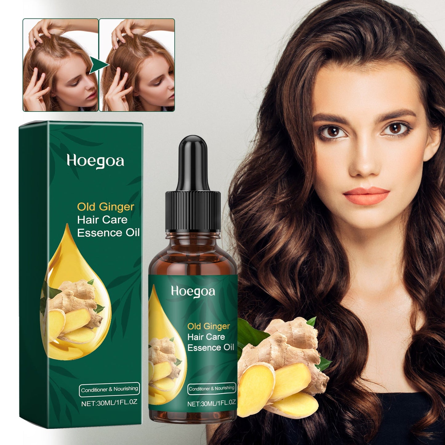 Old Ginger Hair Care Essence Oil, Moisturize Hair Roots Repair Frizzy Knot Supple Strong Thick Hair - Korvel