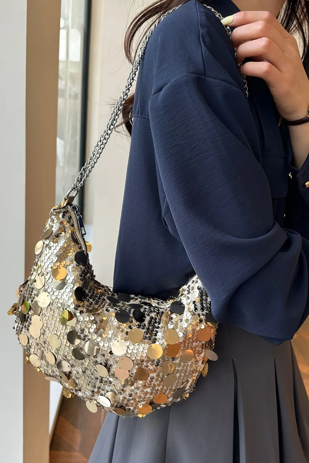Sequin Chain Crossbody Bag - Korvel