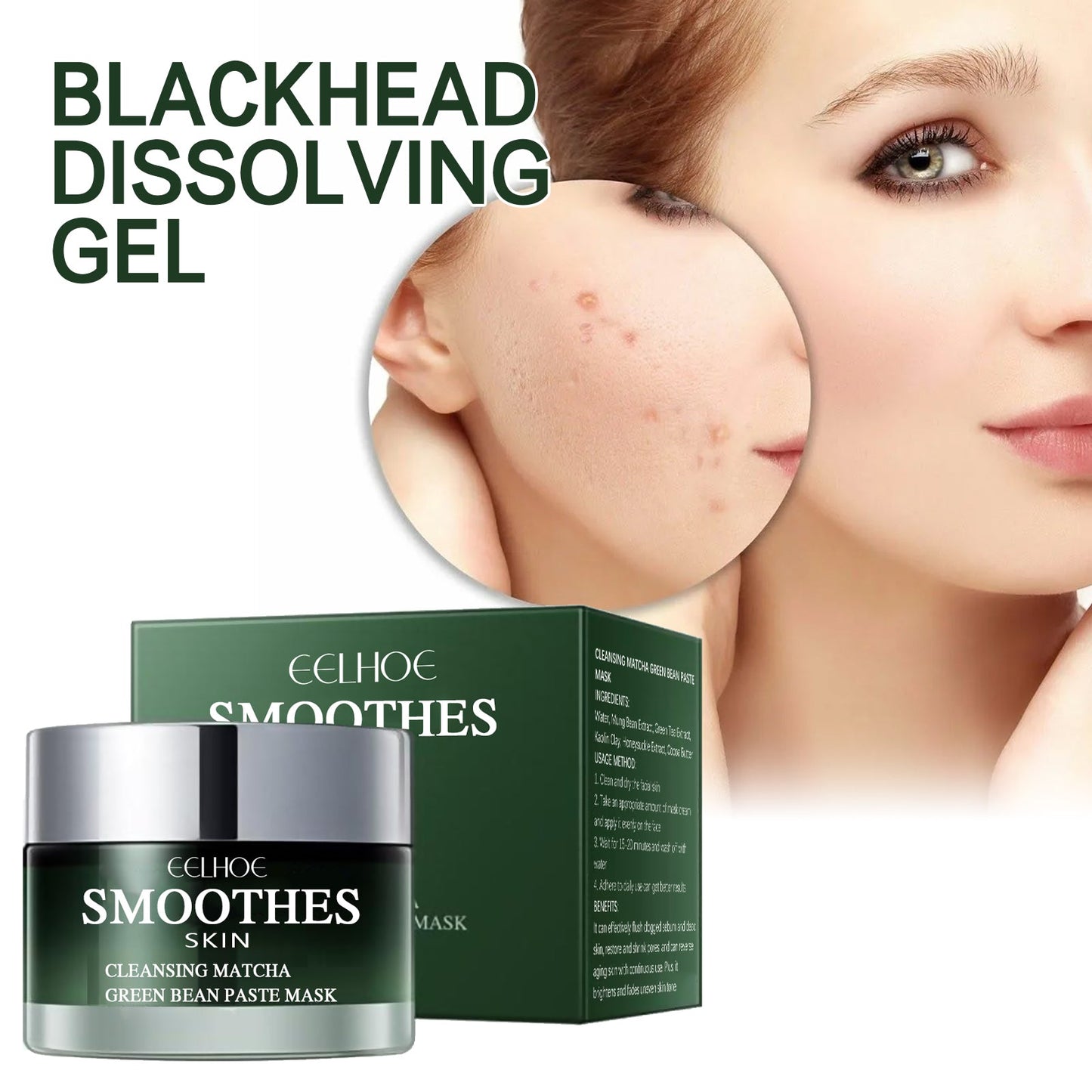 Green Tea Blackhead Removal Mask Deeply Cleanses Skin, Tightens Pores And Lightens Blackheads - Korvel