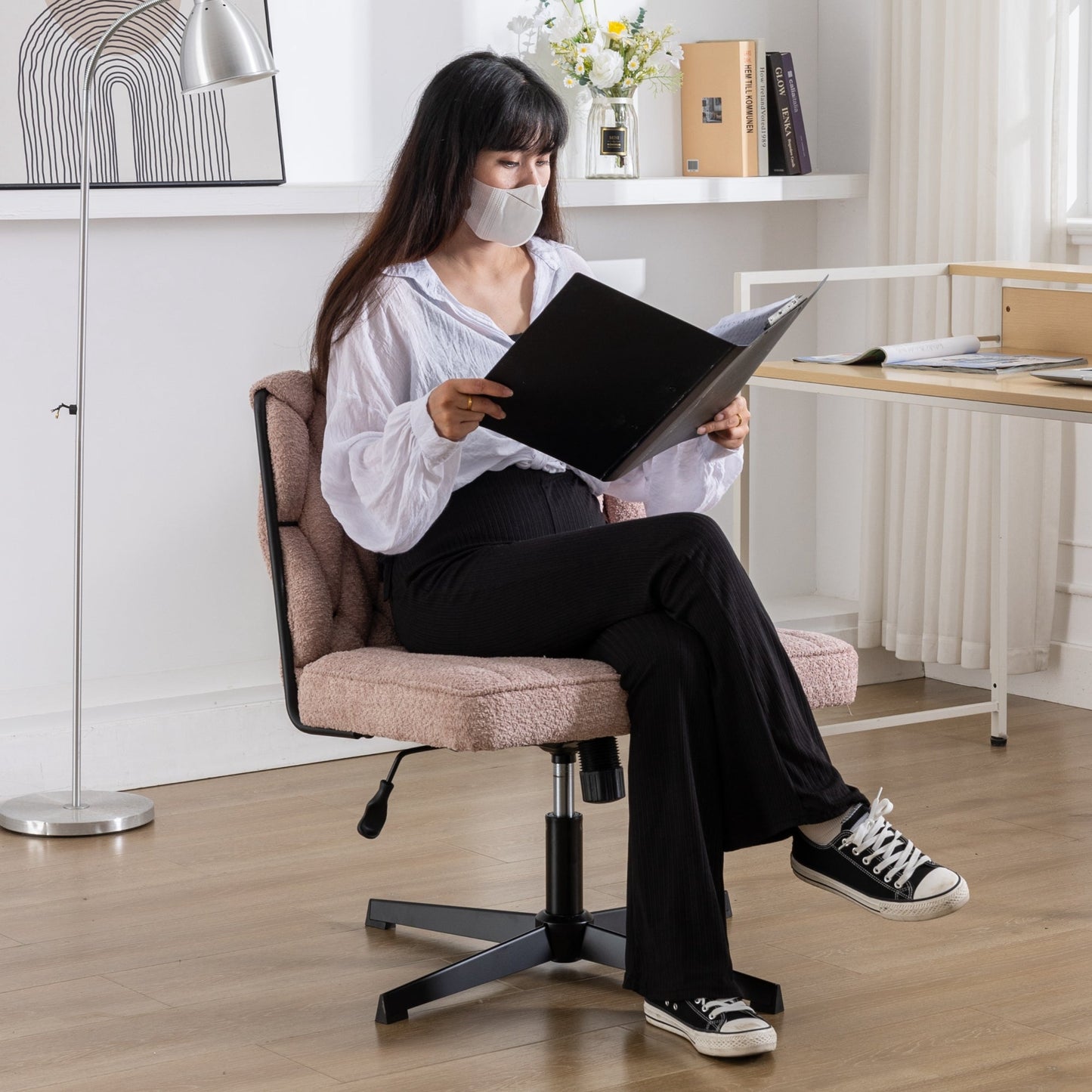 Premium Armless Pink Office Desk Chair