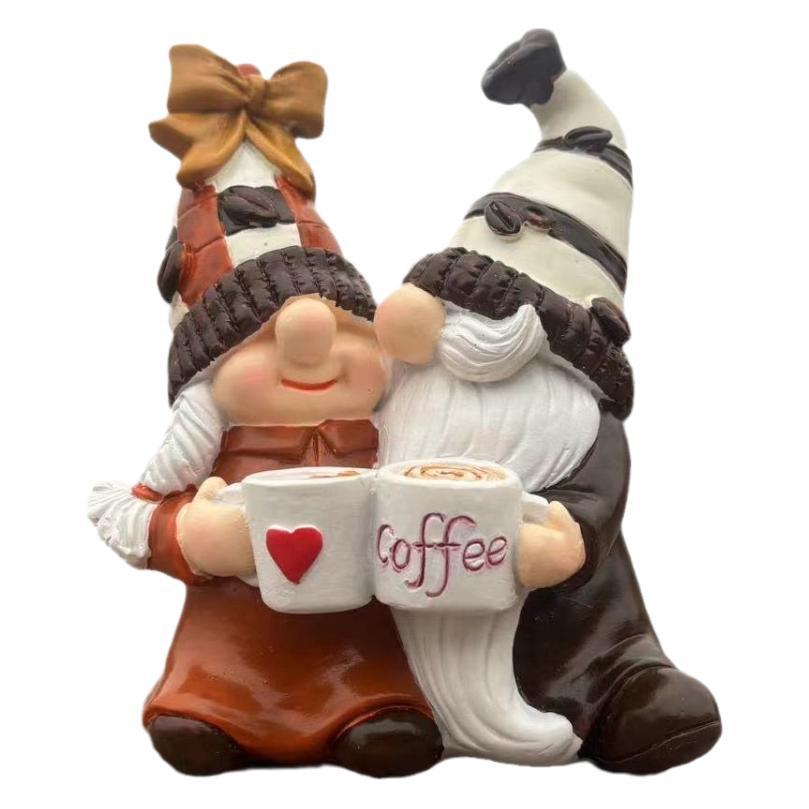 Ornement en résine double nain café de Noël