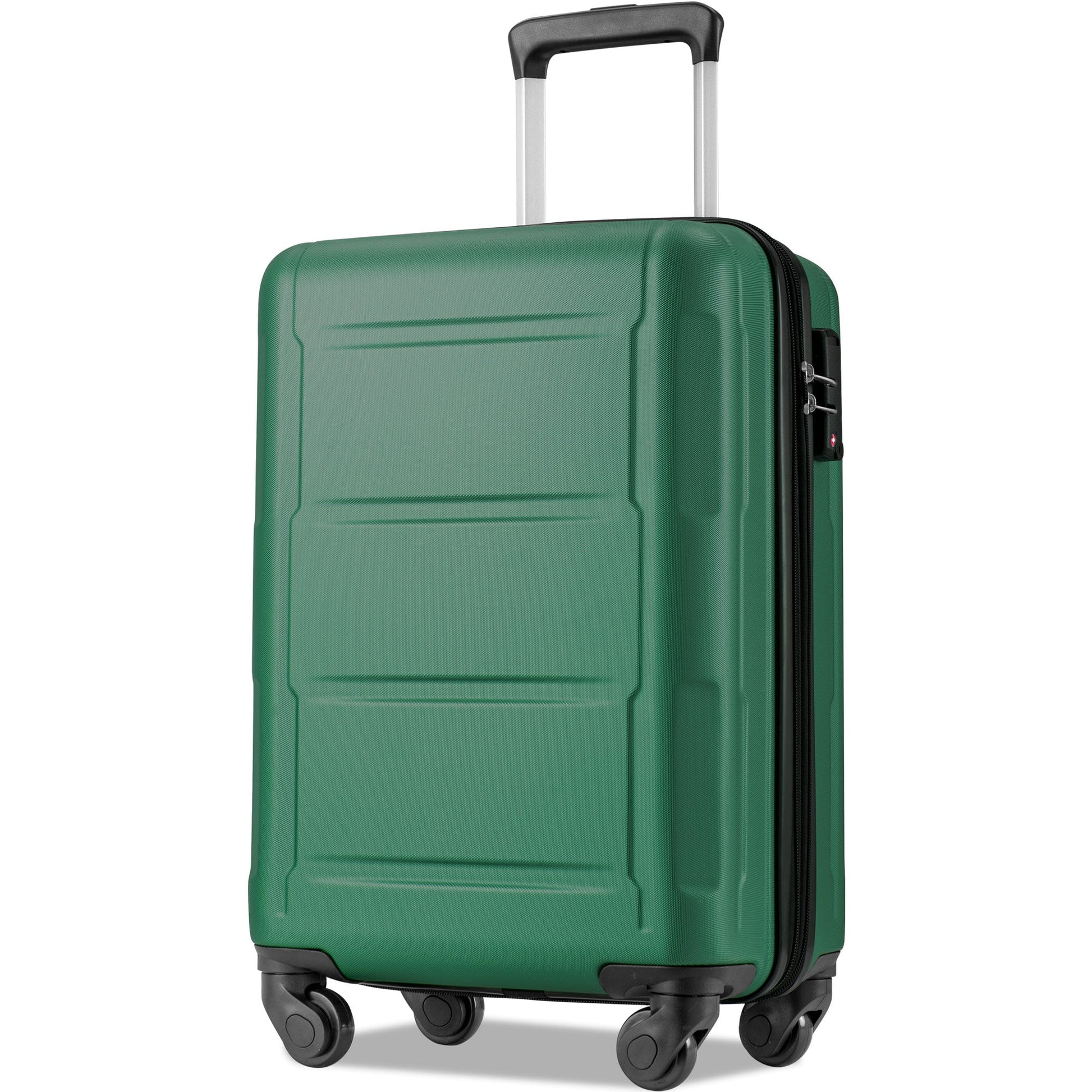 Expanable Spinner Wheel 2 Piece Luggage Set ABS Lightweight Suitcase with TSA Lock 20inch+24inch Green + Plastic - Korvel
