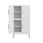 Elegante gabinete de almacenamiento de metal blanco para cocina