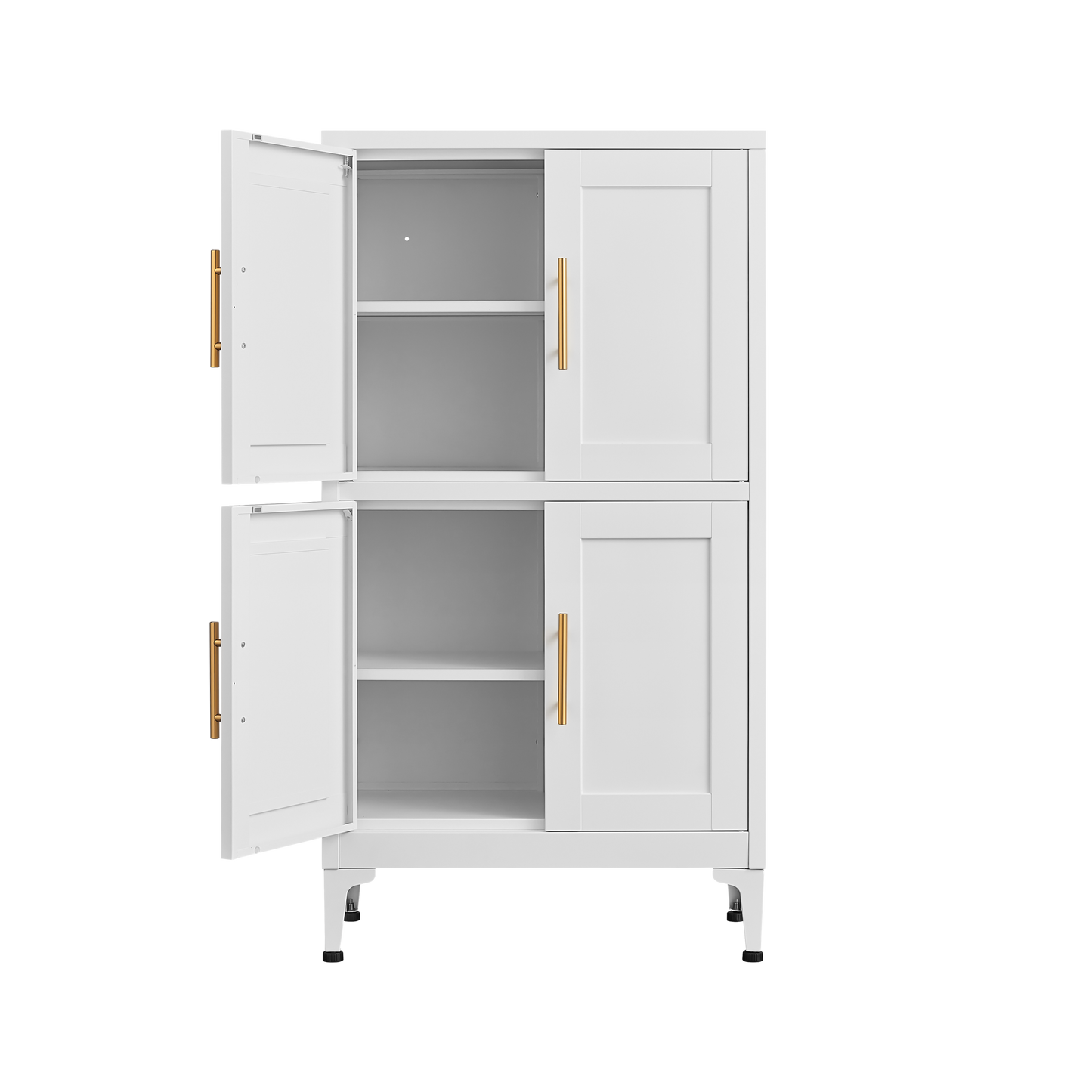 Elegante gabinete de almacenamiento de metal blanco para cocina
