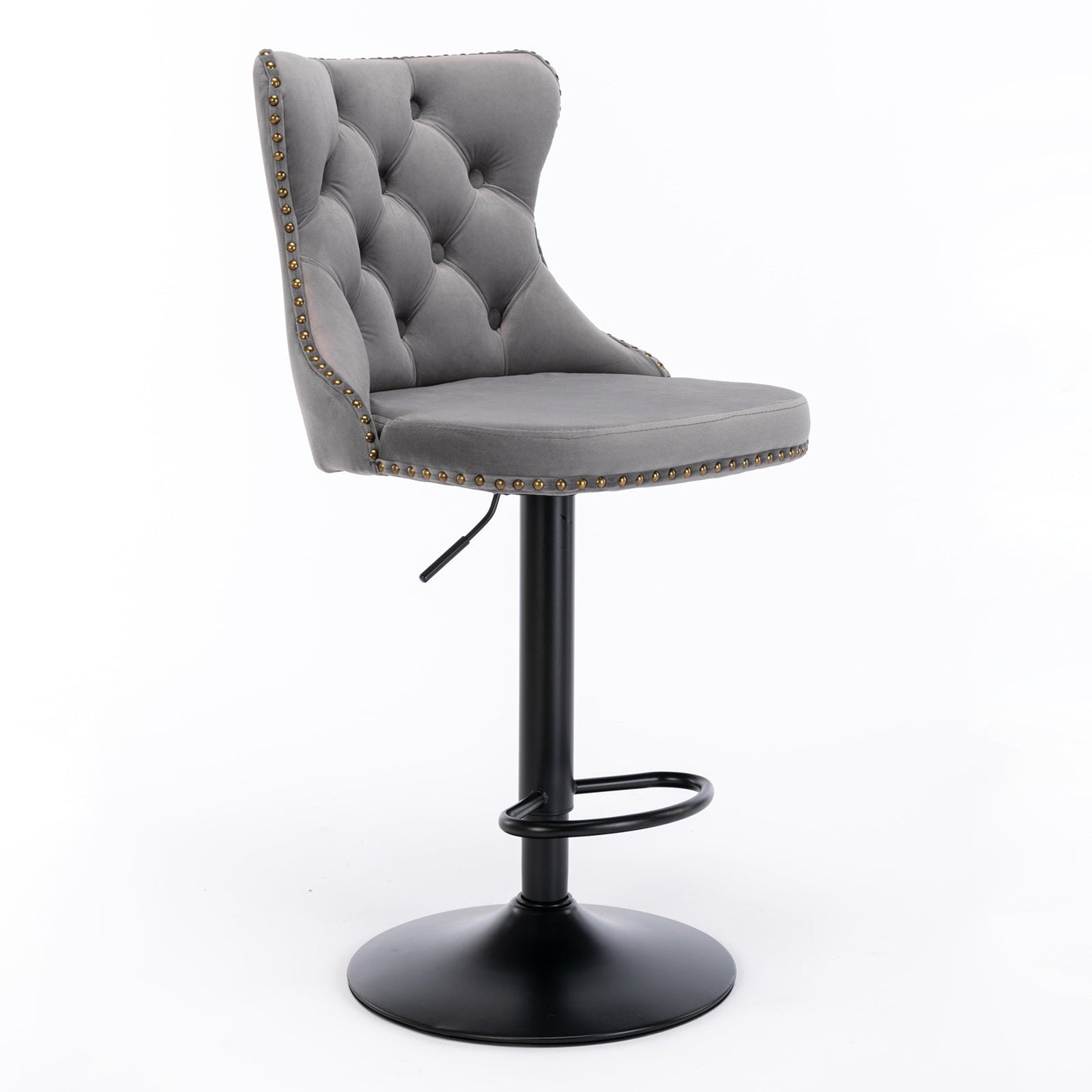 Gray,Set of 2 25-33 Inch,17.7 inch base, Modern Upholstered Bar Stools with Backs Comfortable Tufted for Home Pub and Kitchen - Korvel