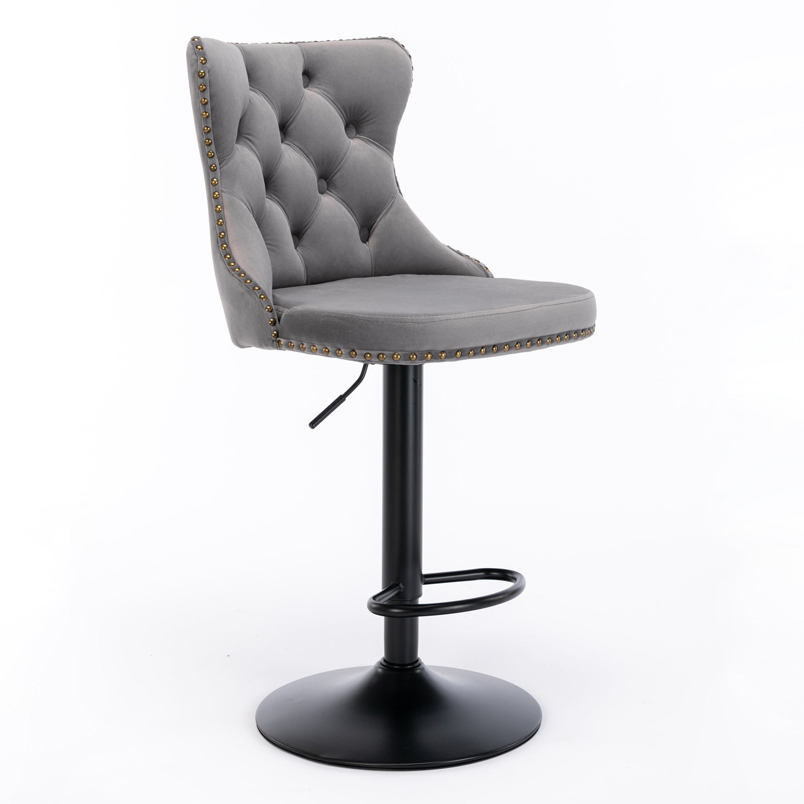 Gray,Set of 2 25-33 Inch,17.7 inch base, Modern Upholstered Bar Stools with Backs Comfortable Tufted for Home Pub and Kitchen - Korvel