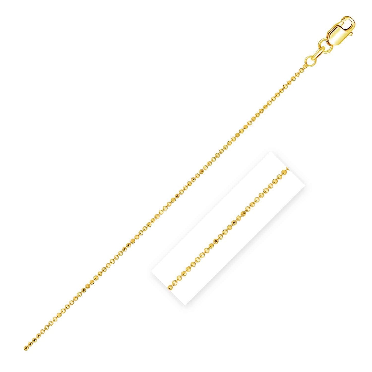 14k Yellow Gold Diamond Cut Bead Chain - 1.0mm