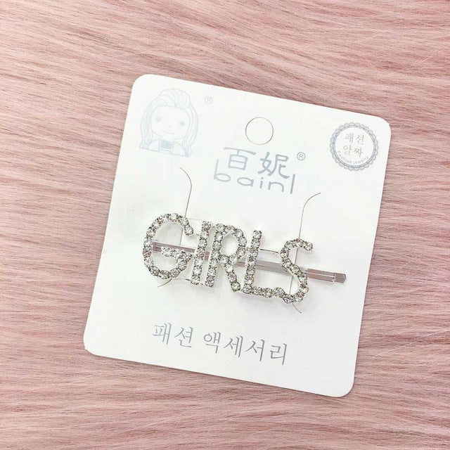 1PC Bling Letter Hairpins Headwear for Women Girls Hair Clips Pins Barrette Tools Hair Accessories - Korvel