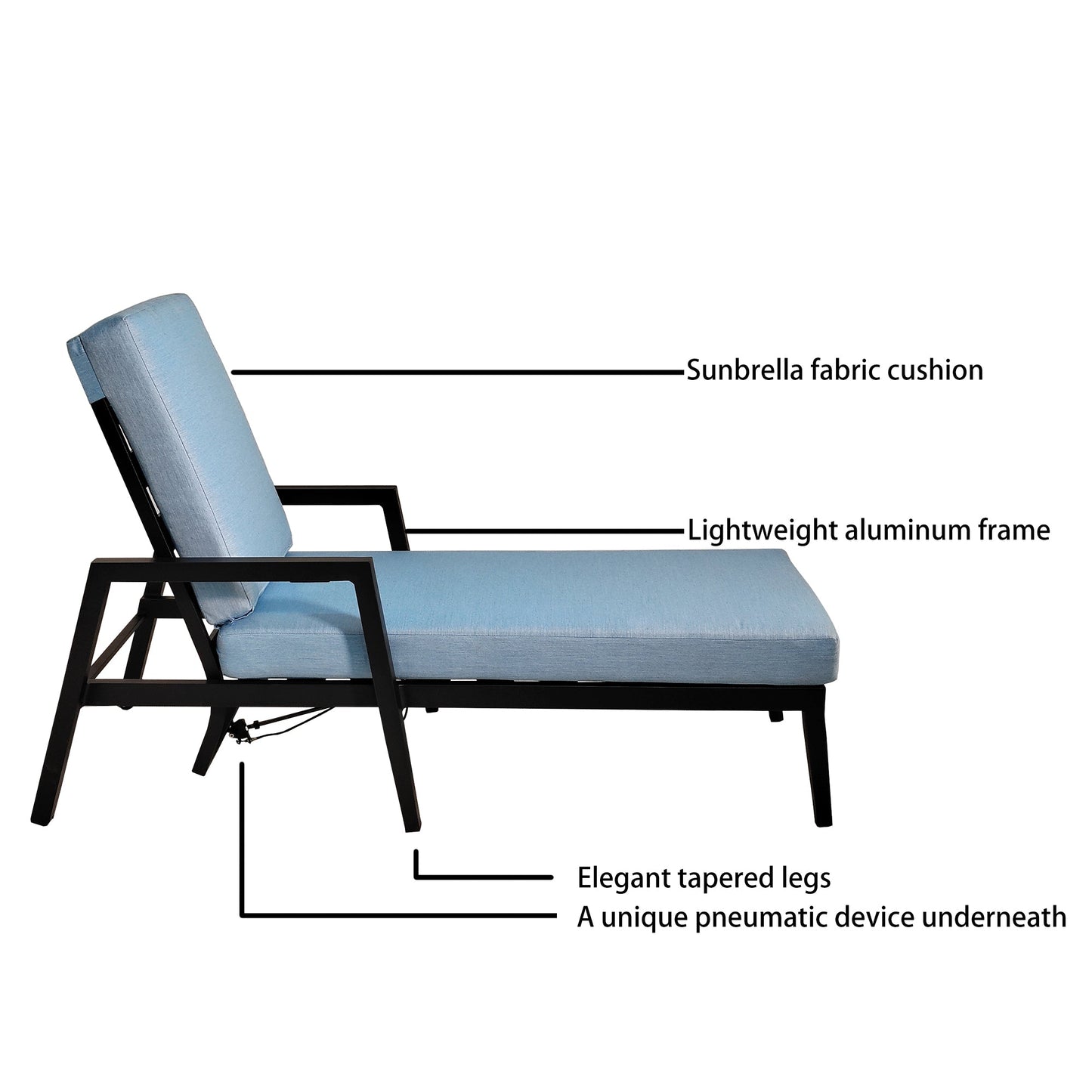 3PC Outdoor Aluminum Patio Furniture Chaise Lounge Set 2 Chaise & 1 End Table - Korvel