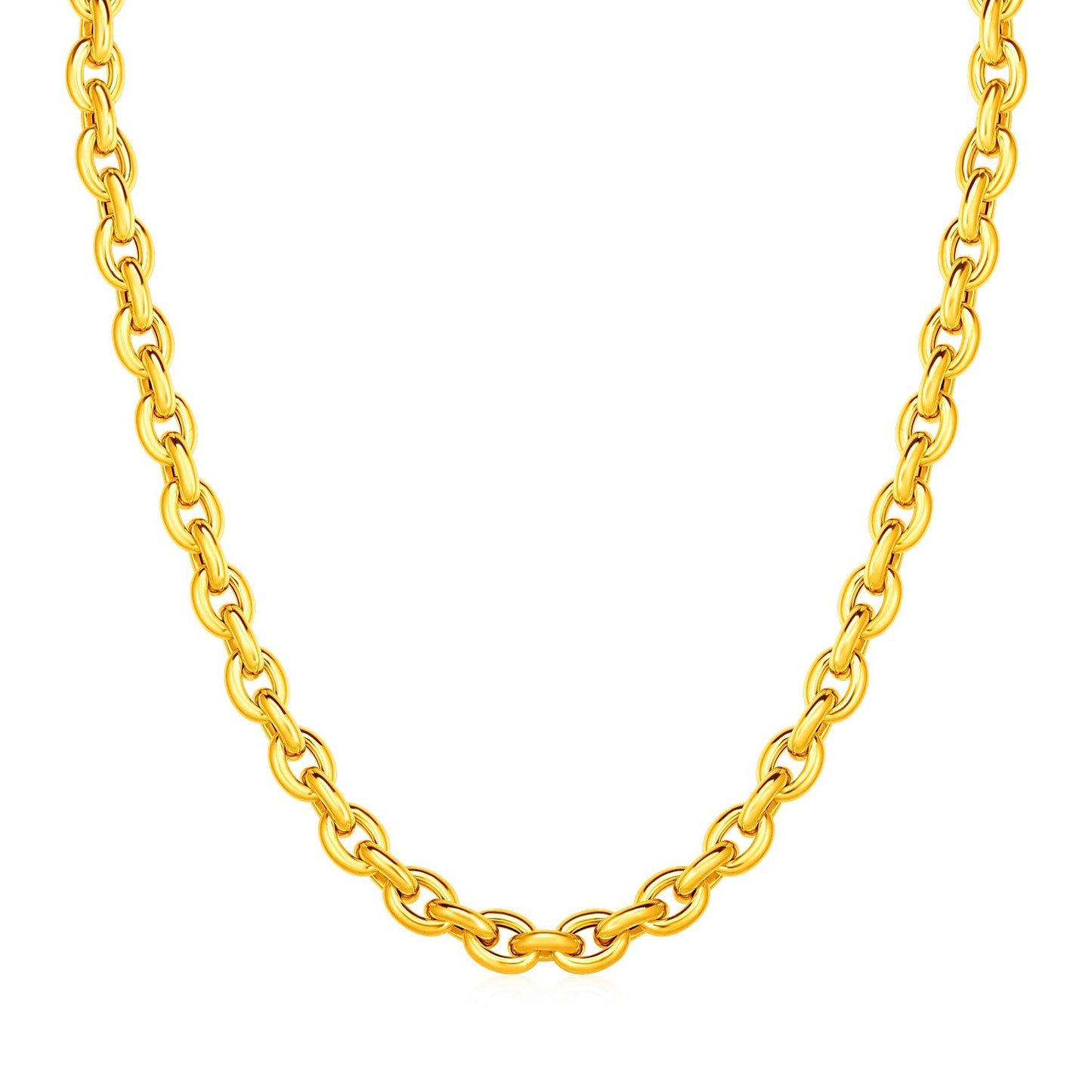 Collier en maillons ovales poli en or jaune 14 carats
