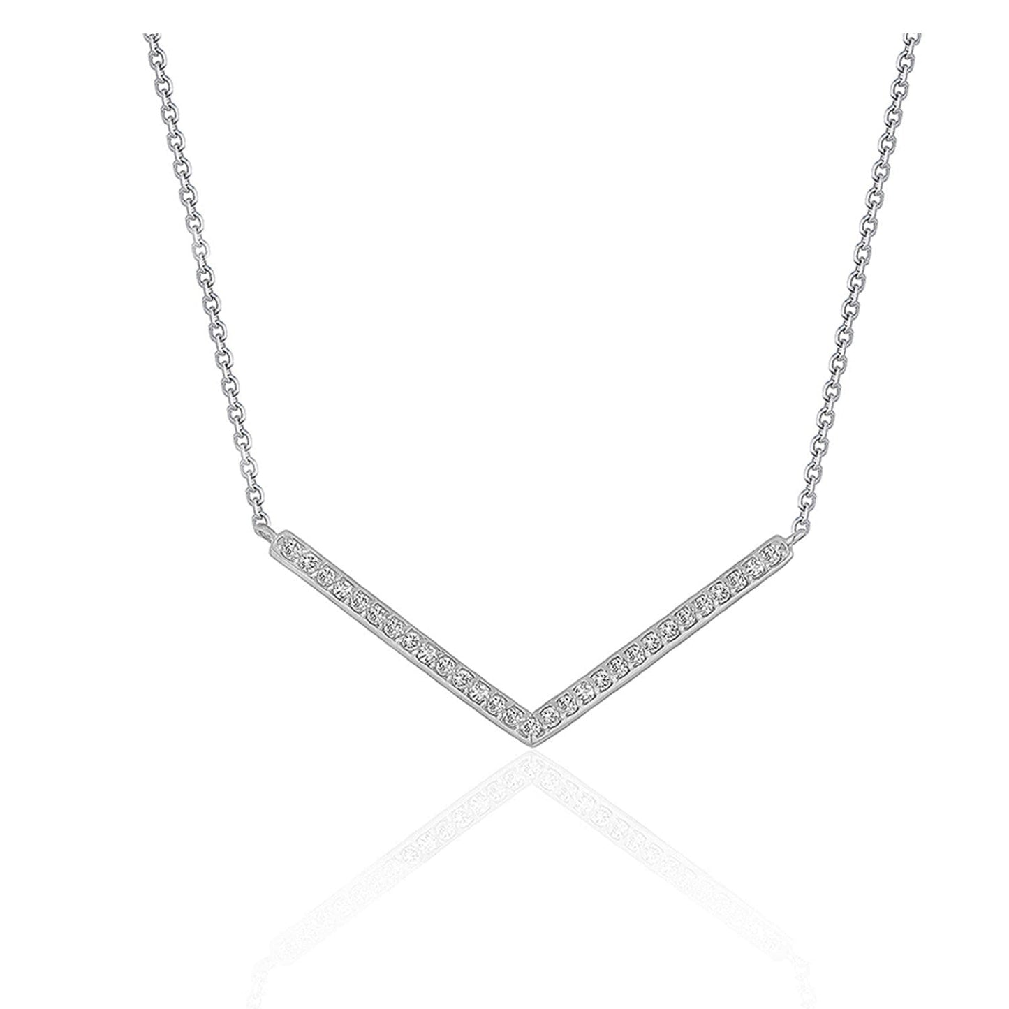 Pendentif Chevron en Diamant en Or Blanc 14k