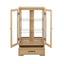 Light colored glass cabinet with adjustable glass frame, including cabinet light bulbs OAK with 2 doors and 1 drawer - Korvel