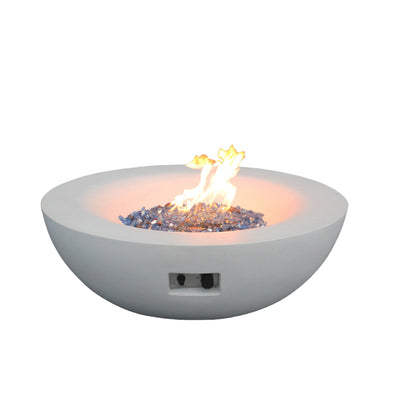 42 Inch Outdoor Concrete Propane gas Fire Pit bowl in Antique white color - Korvel