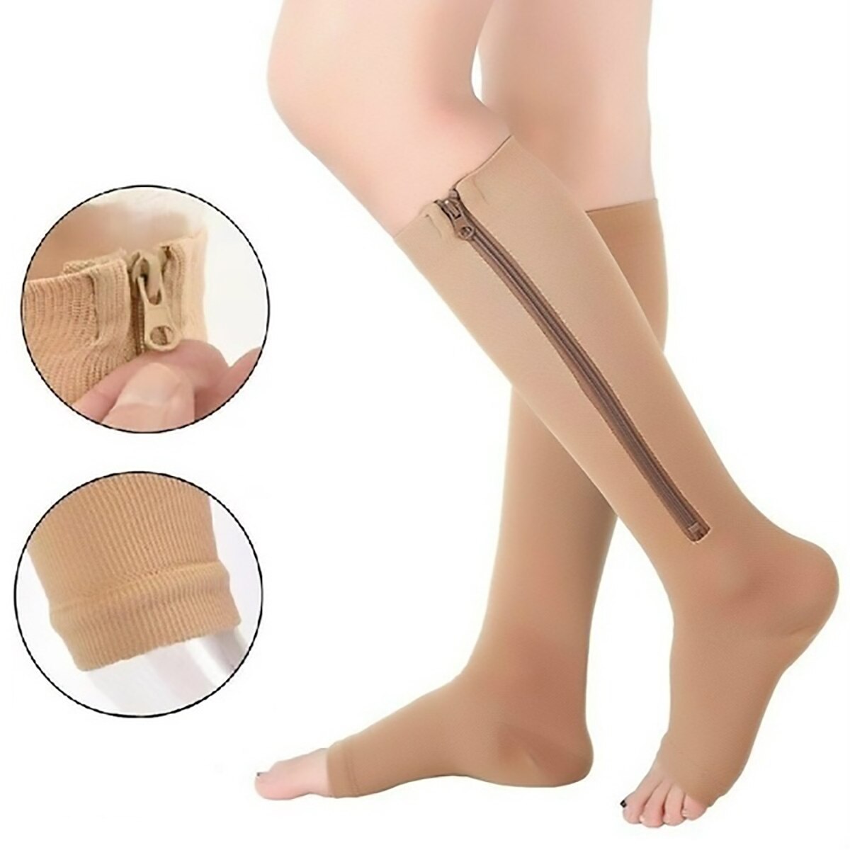 Calcetines de compresión unisex con cremallera - Delgados y elásticos