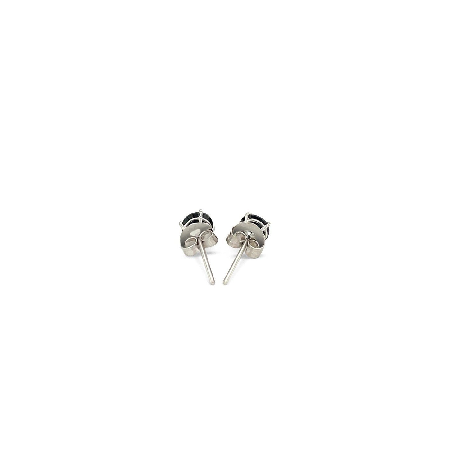 14k White Gold Stud Earrings with Black Cubic Zirconia