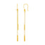Textured Bar Long Drop Earrings in 14k Yellow Gold