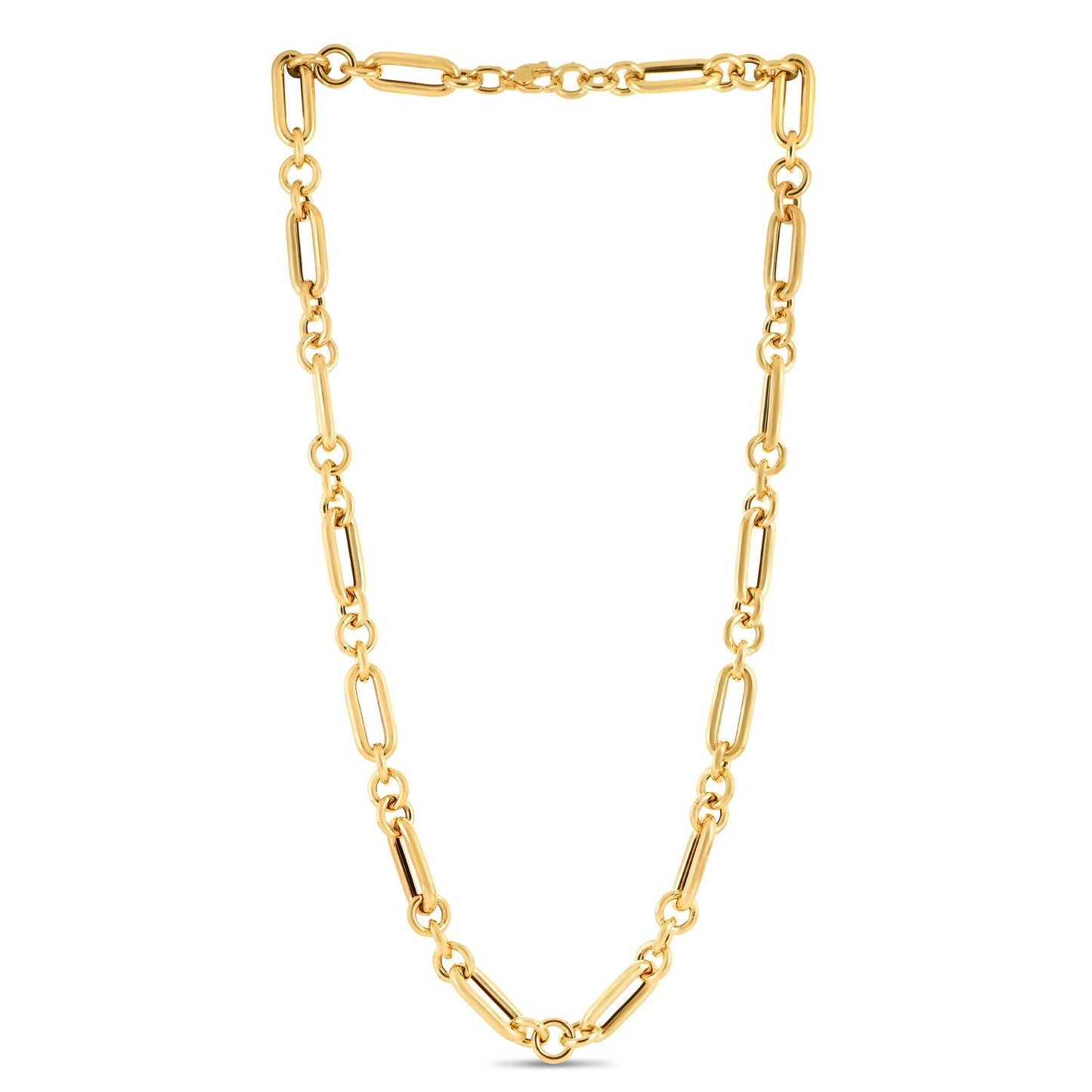 Collier en chaîne à maillons ronds en papier de 14 carats en or jaune italien