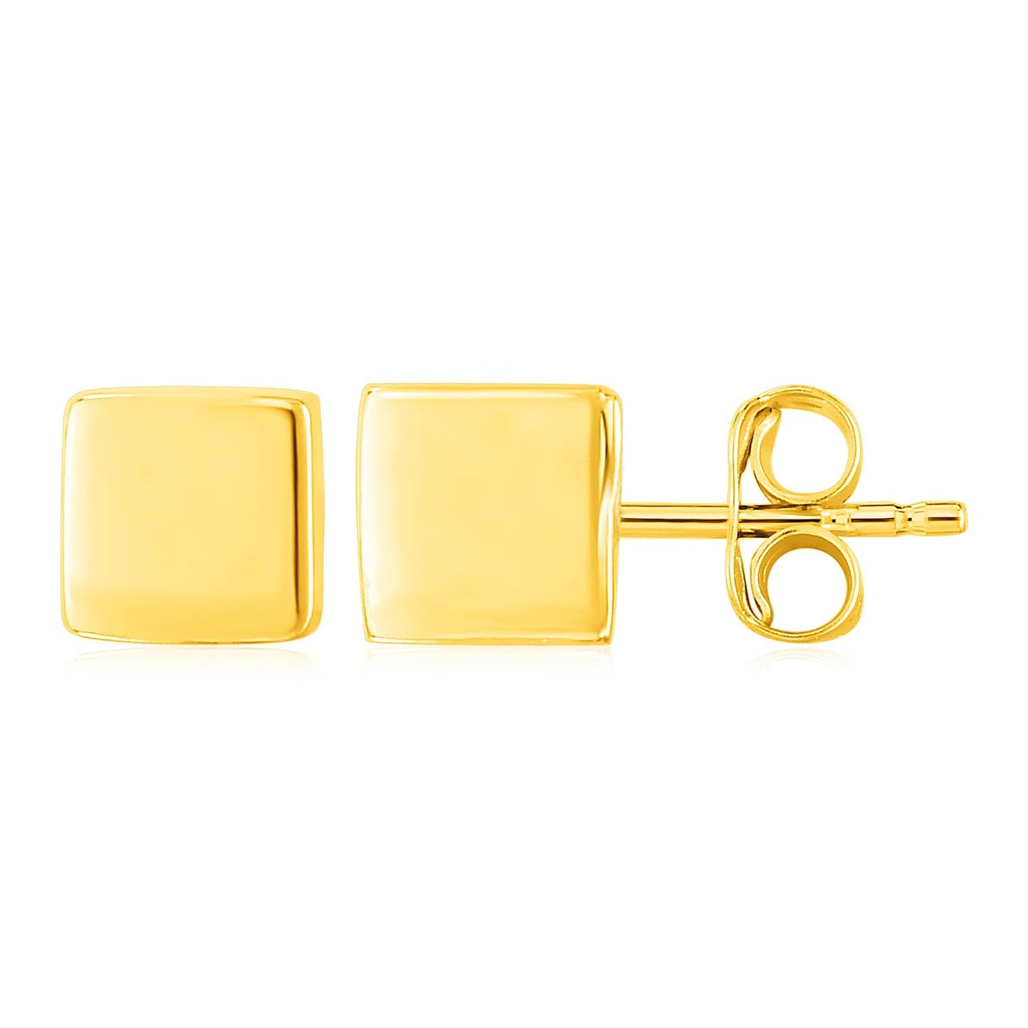 Boucles d'oreilles en cube poli en or jaune 14k