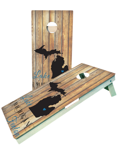 Personalized Michigan Lake Name Cornhole Boards - Korvel