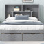 Full Size Platform Bed with Storage Headboard and 2 Drawers, Gray - Korvel