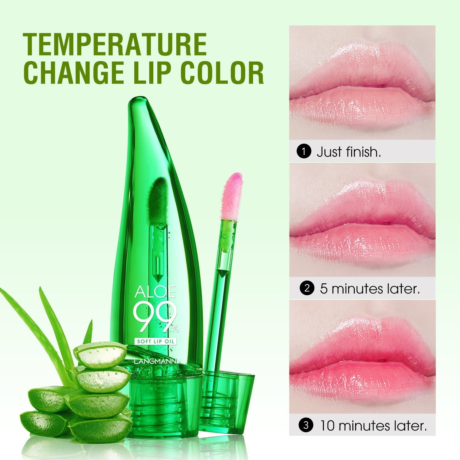 langmannni  Aloe vera lip gloss, temperature-sensitive color-changing lip glaze, moisturizing and protective lipstick, lip oil - Korvel