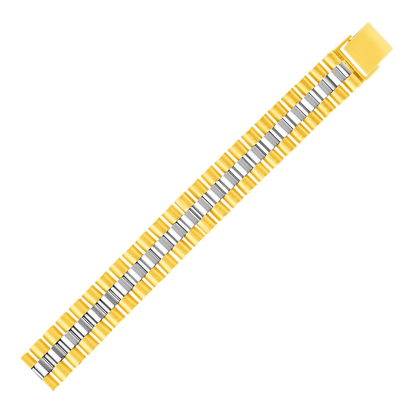 14k Two Tone Gold Men's Panther Link Bracelet