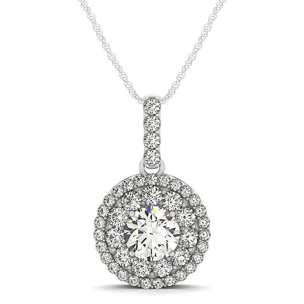 14k White Gold Diamond Halo Pendant (1 1/4 cttw)