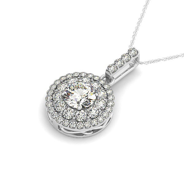 14k White Gold Diamond Halo Pendant (1 1/4 cttw)