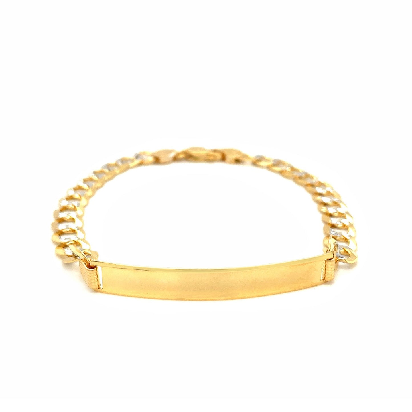 Pulsera de identificación para hombres de oro de dos tonos de 14k