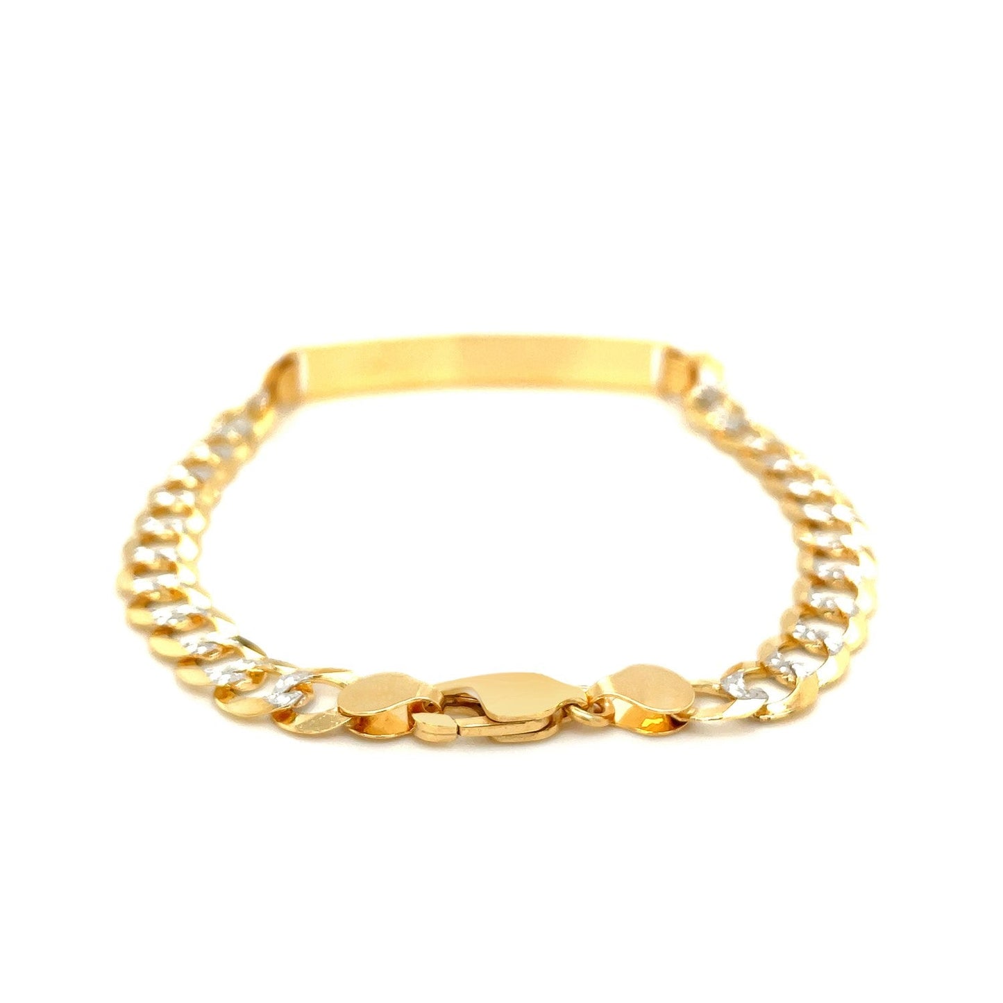 Pulsera de identificación para hombres de oro de dos tonos de 14k