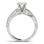 Bague de fiançailles en diamant rond antique en or blanc 14 carats