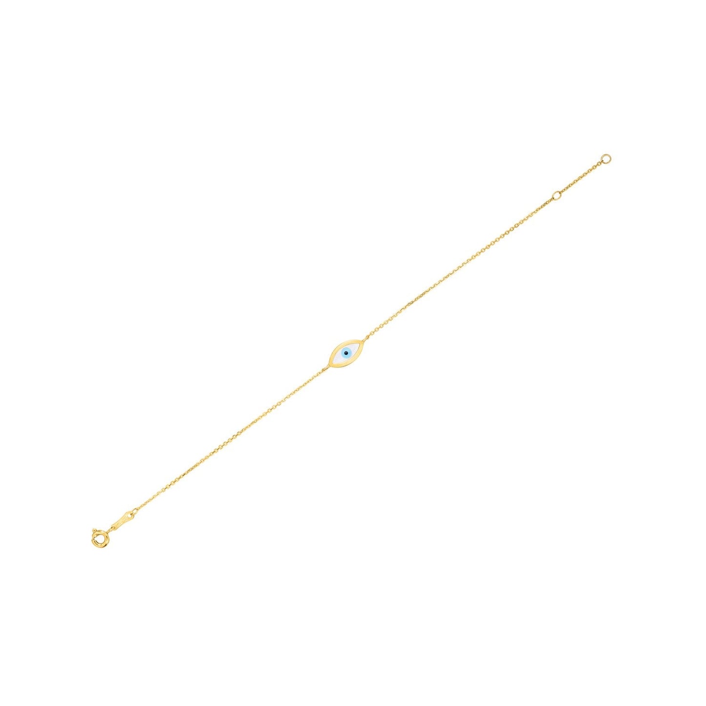 Pulsera de Ojo Maligno de Madreperla en Oro Amarillo de 14k
