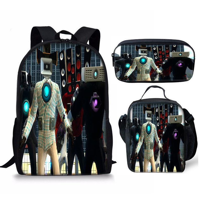 Conjunto de mochila Skibidi Toilet Man de 3 piezas para la escuela